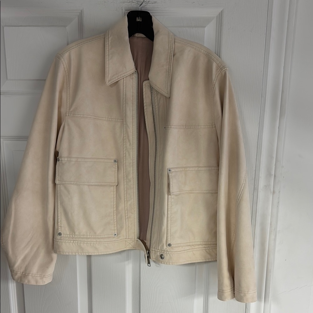 Free People Cream Leather Jacket